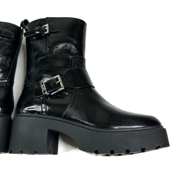 Michael Kors Perry Crinkled Patent Leather Moto Boot Women's 7M Buckled New - Picture 7 of 14